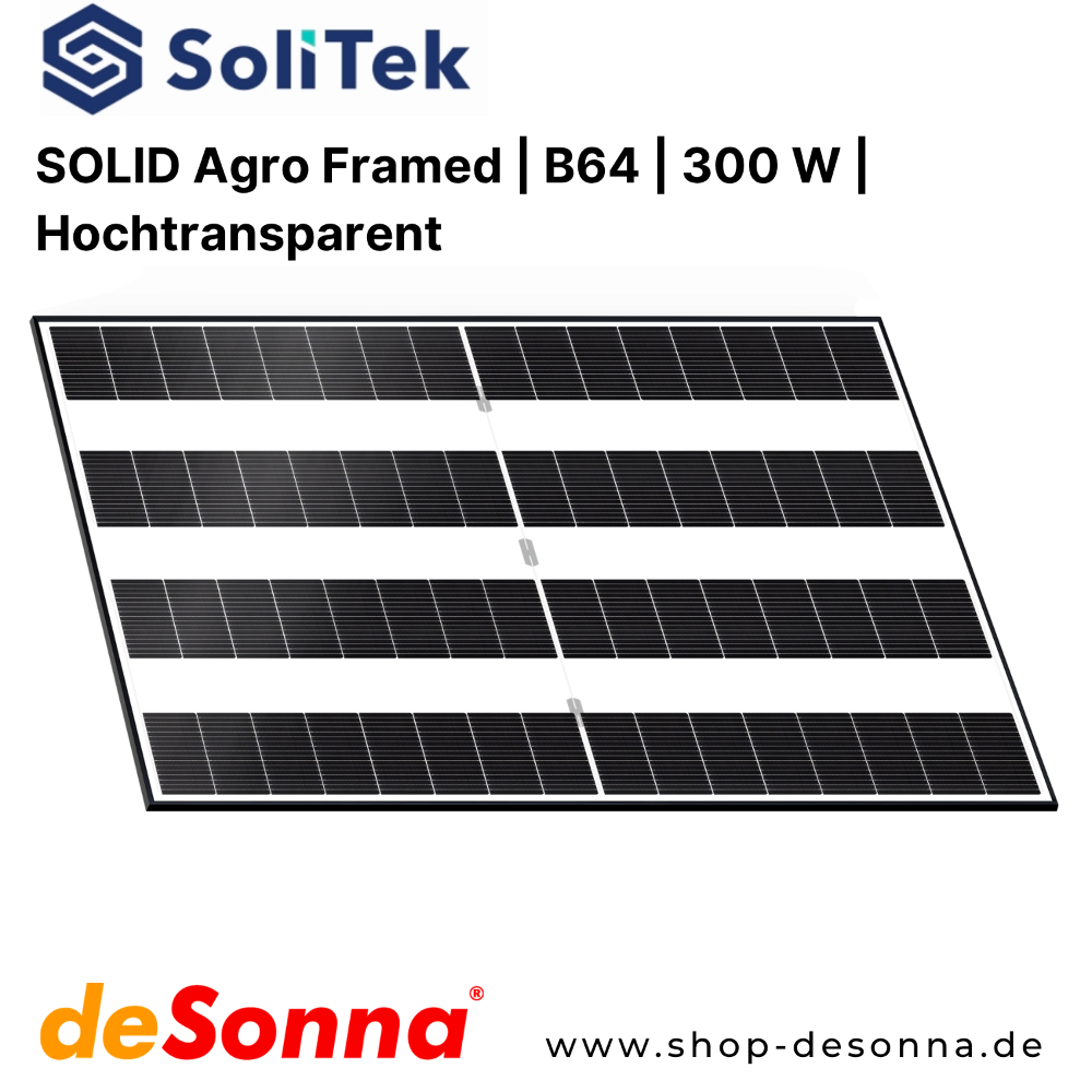 SoliTek SOLID Agro Framed 35 mm | B64 | 300 W | Hochtransparent