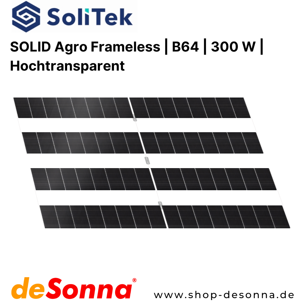 SoliTek SOLID Agro Frameless | B64 | 300 W | Hochtransparent