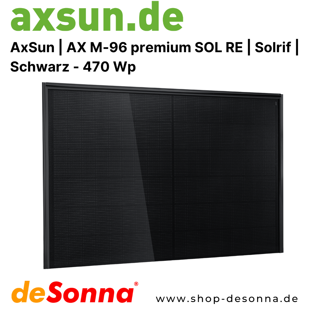 AxSun AX M-96 premium SOL RE | Solrif | 470 Wp | Schwarz