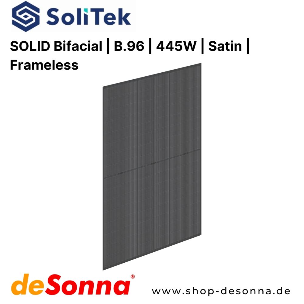SoliTek SOLID Bifacial B.96 455W Satin Glas-Glas Modul frameless