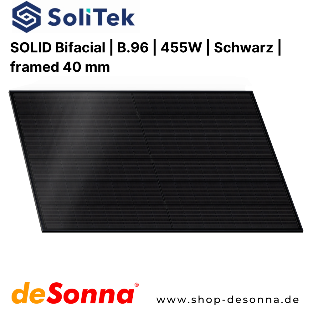 SoliTek | SOLID Bifacial | B.96 | 455W | Schwarz | framed 40 mm