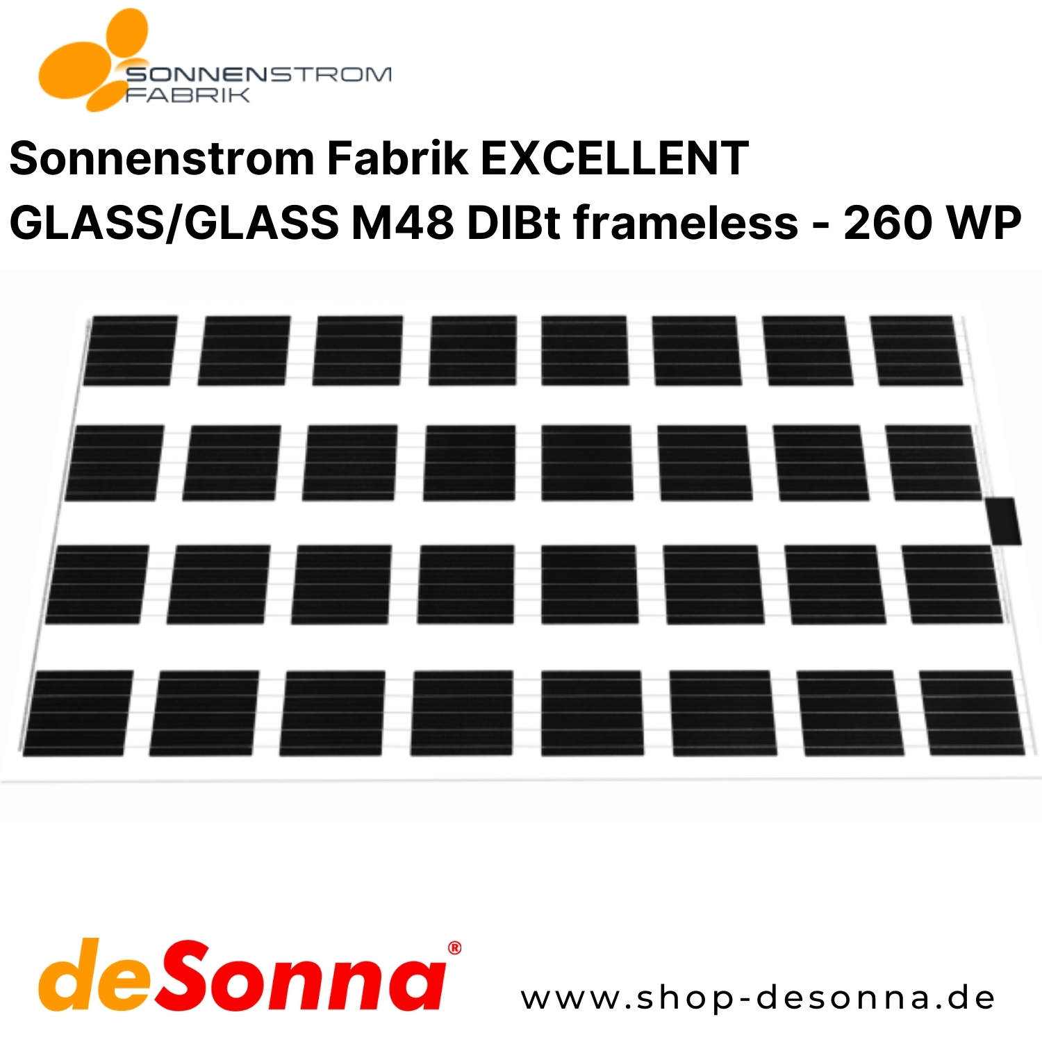 Sonnenstromfabrik Excellent DIBt | M48 | 260 Wp | Transparent | Rahmenlos