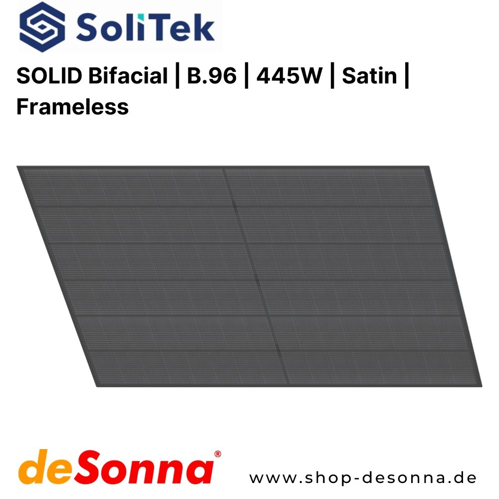SoliTek SOLID Bifacial B.96 455W Satin Glas-Glas Modul frameless