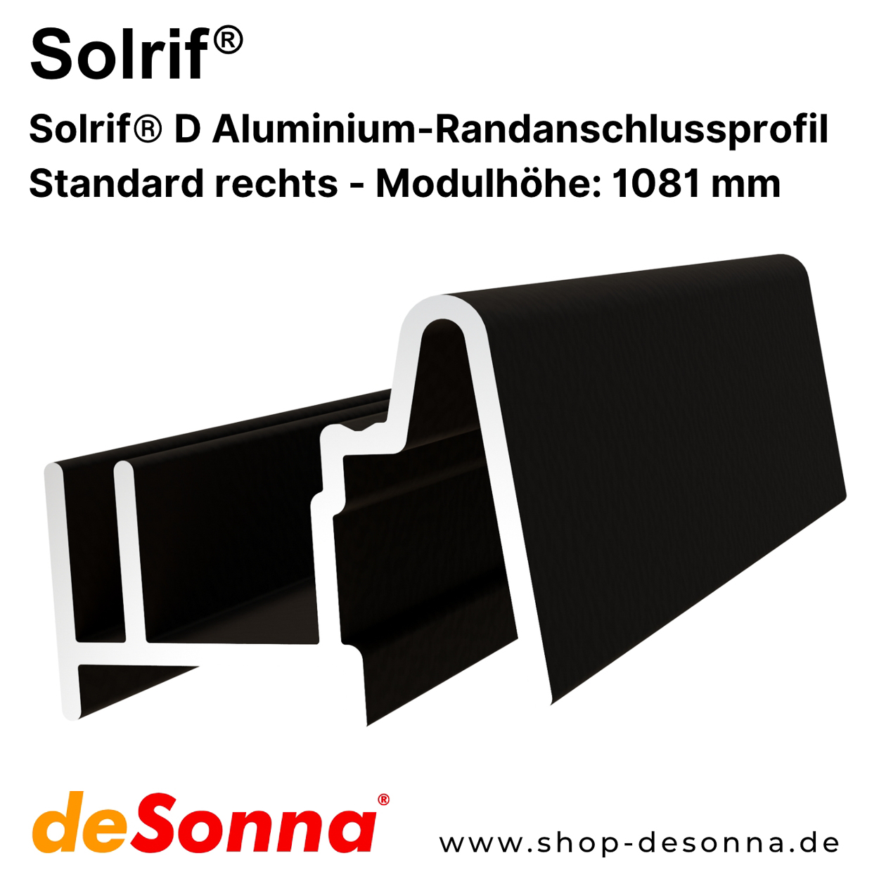 Solrif® D Standard rechts - Aluminium-Randanschlussprofil - Modulhöhe 1081 mm