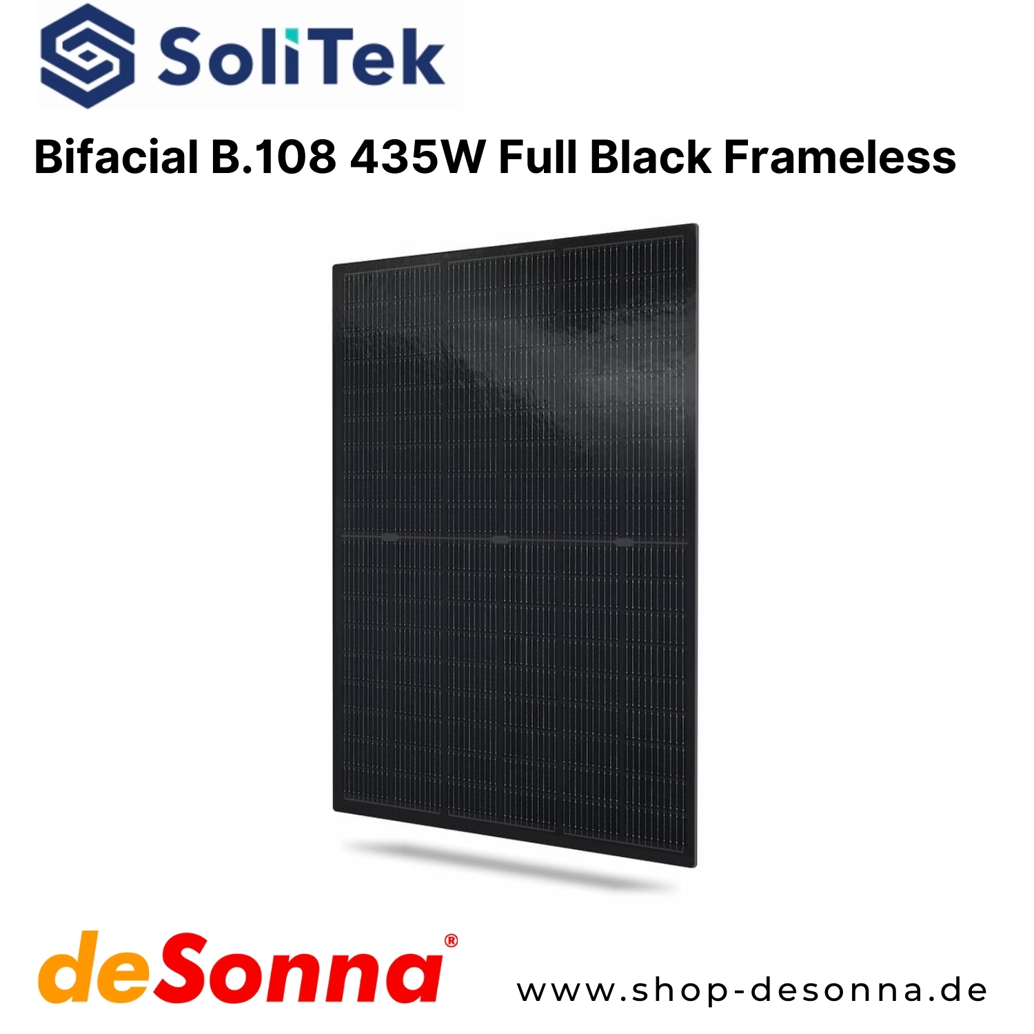 SoliTek Bifacial | B.108 | 435 Wp | Schwarz | Rahmenlos