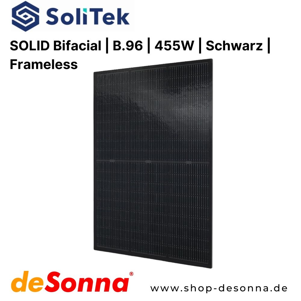 SoliTek SOLID Bifacial | B.96 | 455 W | Schwarz | Rahmenlos