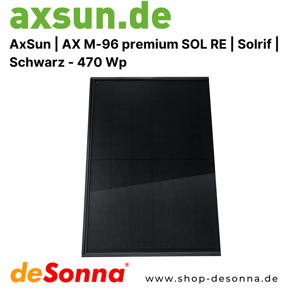AxSun AX M-96 premium SOL RE | Solrif | 470 Wp | Schwarz