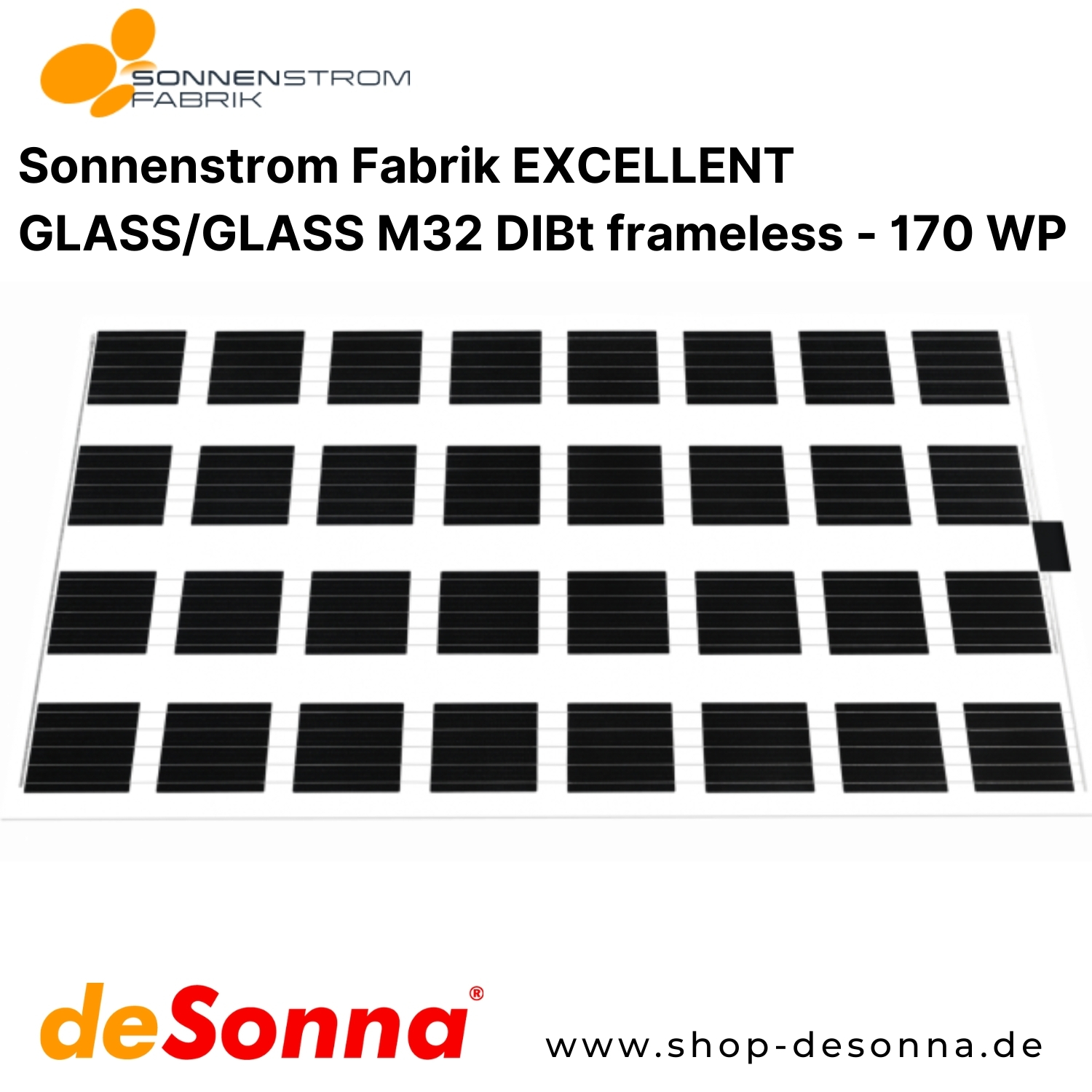 Sonnenstromfabrik Excellent DIBt | M32 | 170 Wp | Transparent | Rahmenlos